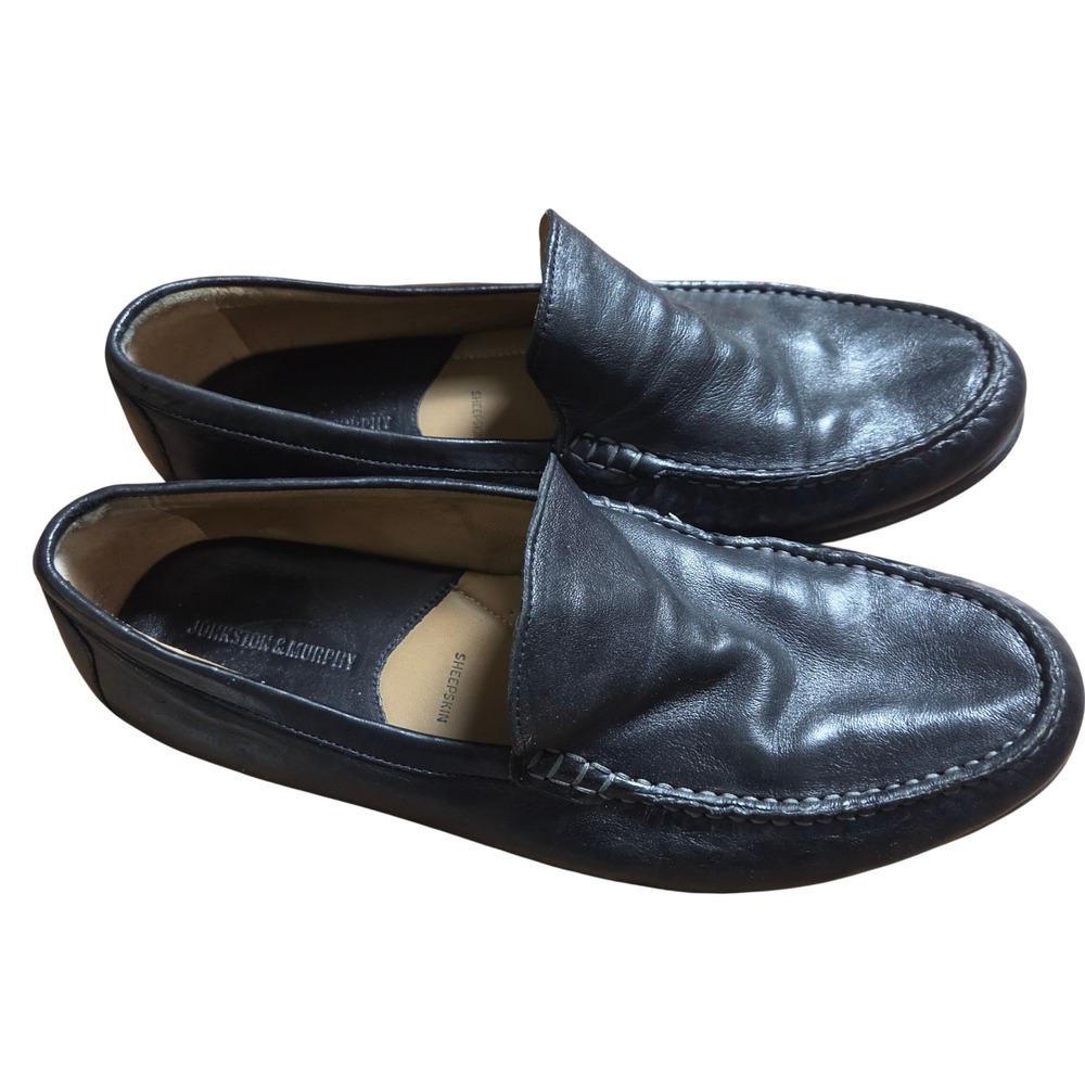 Johnston & Murphy Mens Leather Sheepskin Loafers 9.5 M Smart Casual 20-8471
